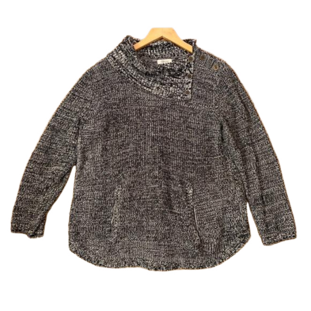 Style & Co Asymmetric Envelope Neck Marled Knit Tunic Sweater XL